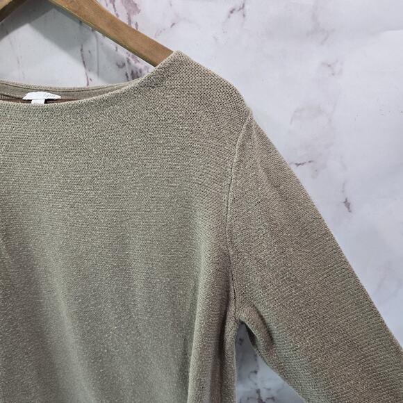 J Jill Sweater Womens Large P Petite Tan Brown Boat Neck Zip Side Cotton - Picture 10 of 11